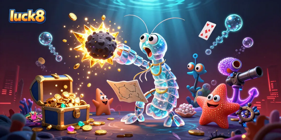 Explore winning strategies at luck8 with vibrant 3D illustration of thrilling underwater treasures.