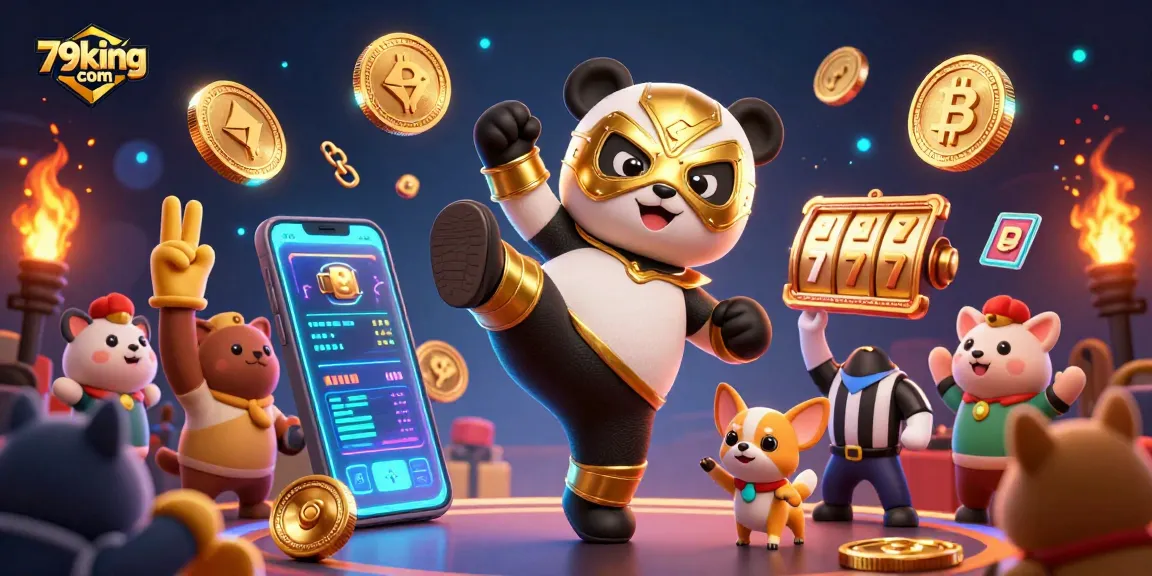 Engage with thrilling gameplay at 79king com featuring animated wrestling characters and cryptocurrency elements.