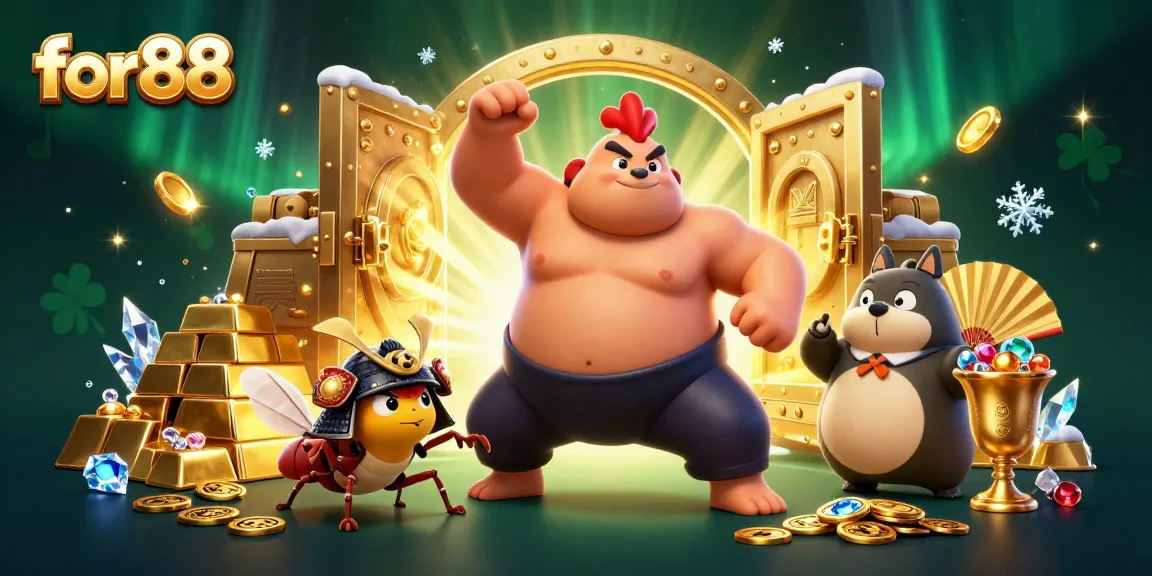 for88 brings excitement with a powerful sumo rooster and fierce samurai cricket amid dazzling casino treasures