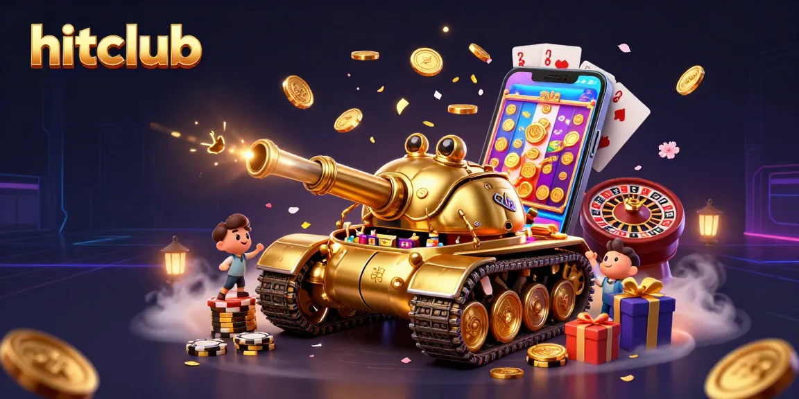 Hitclub offers thrilling gaming action with a vibrant 3D casino scene filled with excitement.