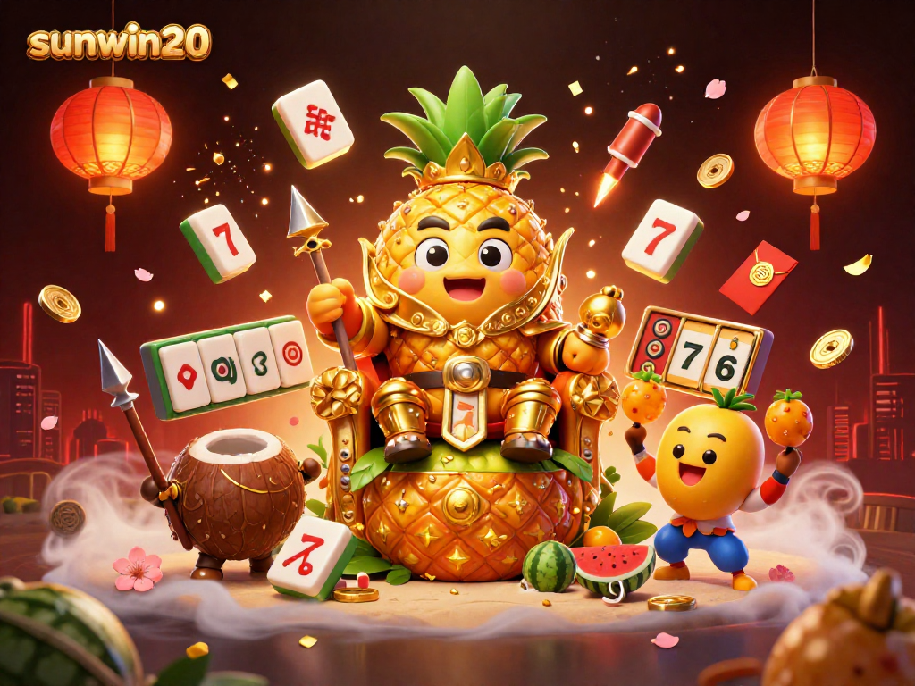 Experience the excitement of gaming with sunwin20's vibrant casino scene featuring slot reels and gold treasures.