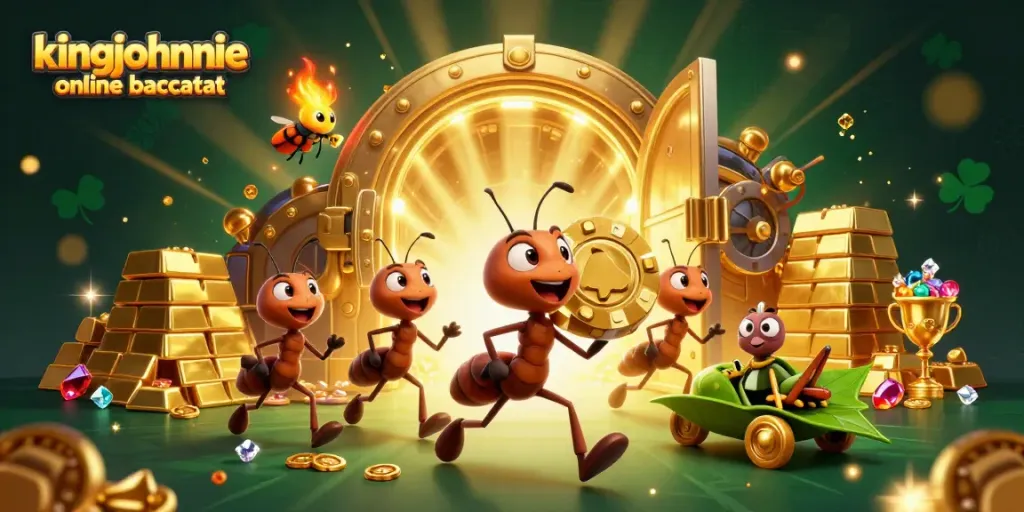 Experience thrilling action in kingjohnnie online baccarat with playful characters in a treasure heist scene.