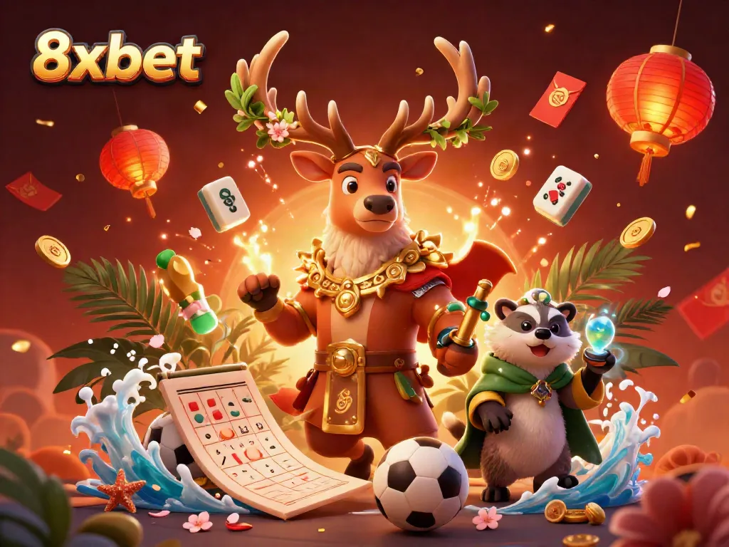 Experience thrilling sports betting at 8xbet with vibrant characters and action-packed gaming elements.