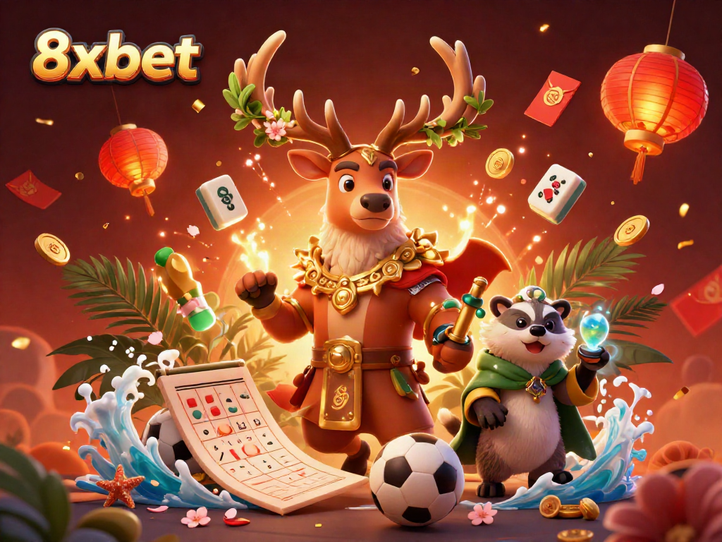 Experience thrilling sports betting at 8xbet with vibrant characters and action-packed gaming elements.