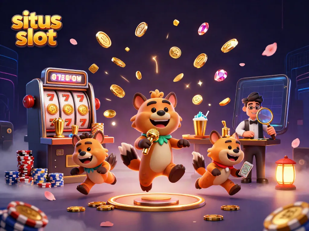 Experience thrilling situs slot action in a vibrant casino scene with hyenas running the show.