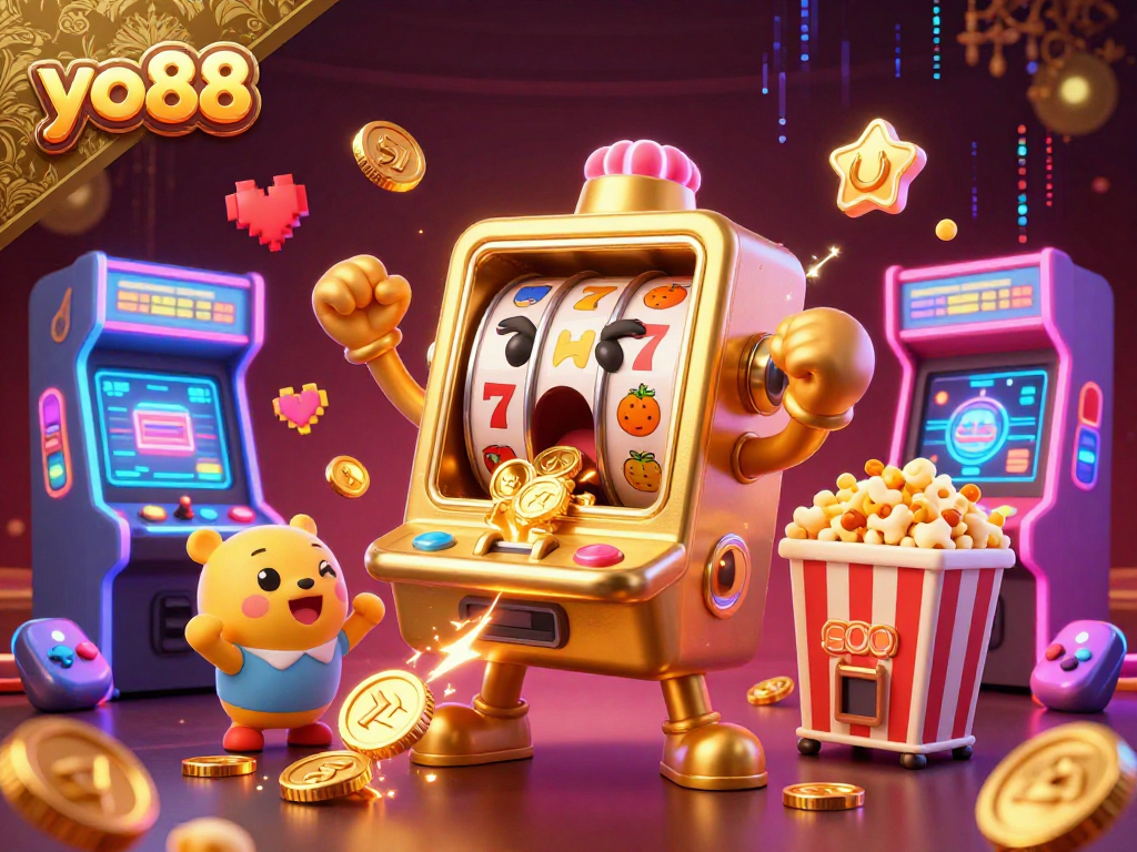 Engage with the vibrant slot machine excitement at yo88, celebrating jackpots amidst stunning casino visuals.