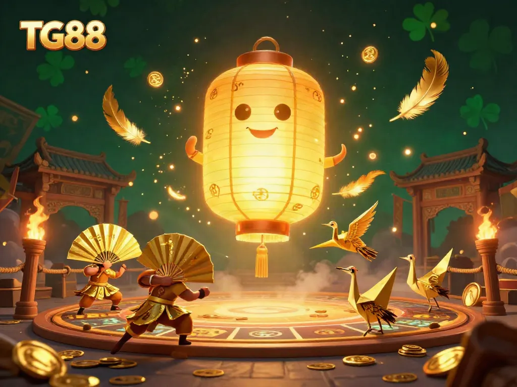 Experience thrilling moments at TG88 as golden lantern spirits illuminate the vibrant casino atmosphere.
