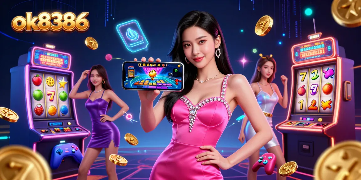 Experience thrilling gameplay at ok8386 with a stunning Asian woman showcasing live dealer games on her smartphone.