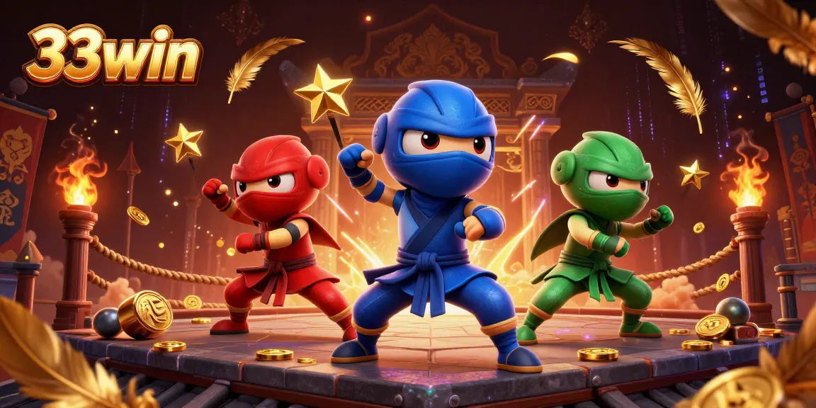 Engage in thrilling gameplay with 33win's vibrant casino atmosphere featuring elegant ninjas.