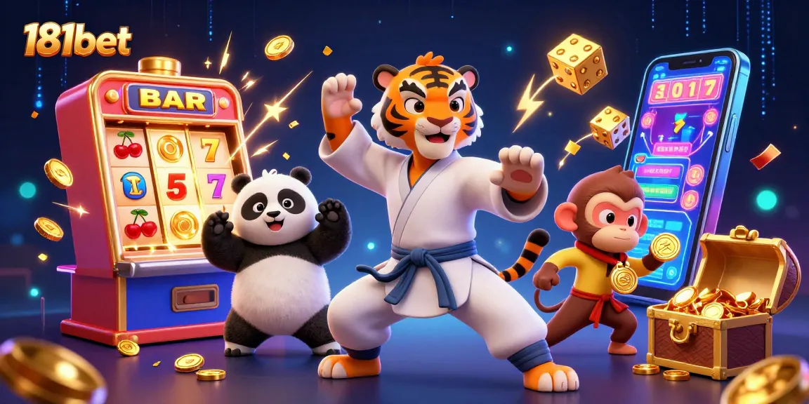 Experience thrilling 181bet gameplay with exciting jackpots and vibrant casino elements in a dynamic scene.