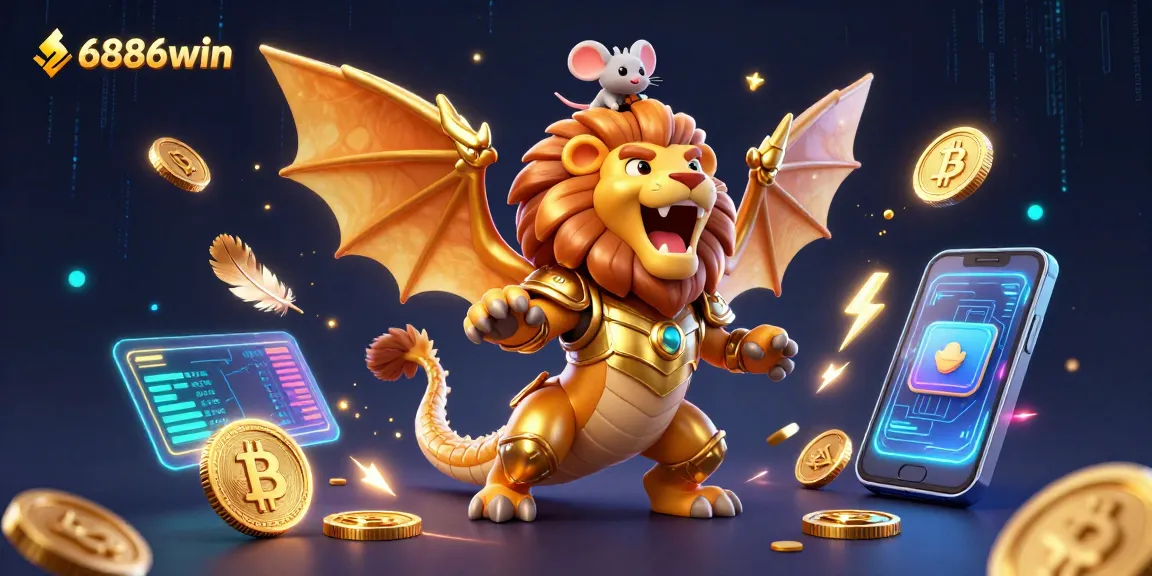Experience 6886win in a vibrant 3D casino scene filled with exciting gaming elements.