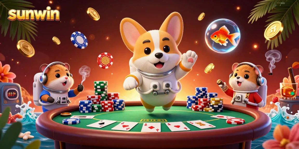 Join the lively sunwin casino adventure where the astronaut corgi engages in thrilling games!